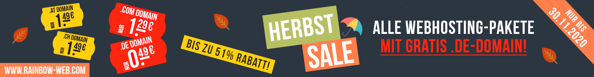 Herbst-Sale - Bis zu 51% Rabatt - Nur bis zum 30.11.2020! Herbst-Sale