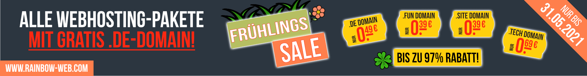 Frühlings-Sale - Bis zu 65% Rabatt - Nur bis zum 31.03.2021! Frühlings-Sale