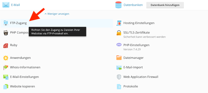 Zusätzlichen FTP-Nutzer anlegen